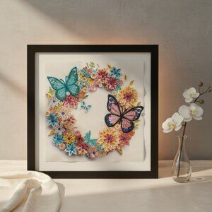 Floral Butterfly Wreath Shadow Box